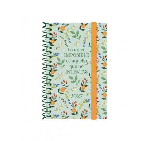 Finocam Trendy Design Collection Imposible Agenda - Anual 2027 - Semana Vista Horizontal - Formato E3 - 79x127mm - Espiral - Tapa de Polipropileno - Esquinas Microperforadas - Papel de 80g/m2 - Multicolor