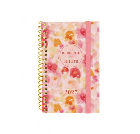 Finocam Trendy Design Collection Ahora Agenda - Anual 2027 - Semana Vista Horizontal - Formato E3 - 79x127mm - Espiral - Tapa de Polipropileno - Esquinas Microperforadas - Papel de 80g/m2 - Multicolor