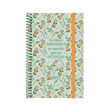 Finocam Trendy Design Collection Imposible Agenda - Anual 2027 - Semana Vista Horizontal - Formato E5 - 117x181mm - Espiral - Tapa de Polipropileno - Esquinas Microperforadas - Papel de 80g/m2 - Multicolor