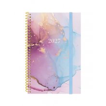 Finocam Trendy Design Collection Goldy Agenda - Anual 2027 - Semana Vista Horizontal - Formato E5 - 117x181mm - Espiral - Tapa de Polipropileno - Esquinas Microperforadas - Papel de 80g/m2 - Multicolor