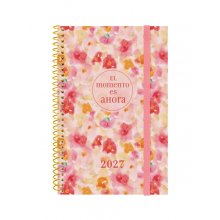 Finocam Trendy Design Collection Ahora Agenda - Anual 2027 - Semana Vista Horizontal - Formato E5 - 117x181mm - Espiral - Tapa de Polipropileno - Esquinas Microperforadas - Papel de 80g/m2 - Multicolor