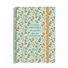 Finocam Trendy Design Collection Imposible Agenda - Anual 2027 - Semana Vista Horizontal - Formato E10 - 155x212mm - Espiral - Tapa de Polipropileno - Esquinas Microperforadas - Papel 80g/m2 - Multicolor