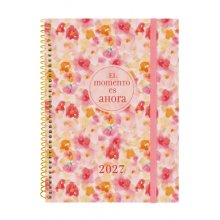 Finocam Trendy Design Collection Ahora Agenda - Anual 2027 - Semana Vista Horizontal - Formato E10 - 155x212mm - Espiral - Tapa de Polipropileno - Esquinas Microperforadas - Papel de 80g/m2 - Multicolor