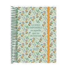Finocam Trendy Design Collection Imposible Agenda - Anual 2027 - 1 Dia por Pagina - Formato E10 - 155x212mm - Espiral - Tapa de Polipropileno - Esquinas Microperforadas - Papel de 70g/m2 - Multicolor