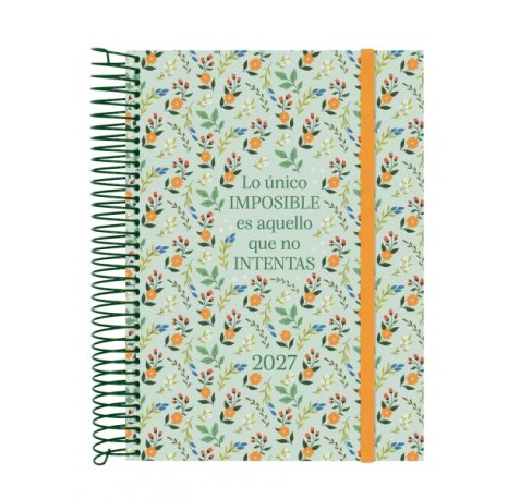 Finocam Trendy Design Collection Imposible Agenda - Anual 2027 - 1 Dia por Pagina - Formato E10 - 155x212mm - Espiral - Tapa de Polipropileno - Esquinas Microperforadas - Papel de 70g/m2 - Multicolor