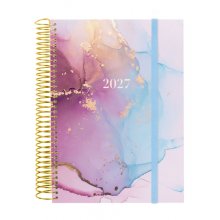 Finocam Trendy Design Collection Goldy Agenda - Anual 2027 - 1 Dia por Pagina - Formato E10 - 155x212mm - Espiral - Tapa de Polipropileno - Esquinas Microperforadas - Papel de 70g/m2 - Multicolor