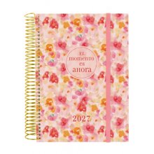 Finocam Trendy Design Collection Ahora Agenda - Anual 2027 - 1 Dia por Pagina - Formato E10 - 155x212mm - Espiral - Tapa de Polipropileno - Esquinas Microperforadas - Papel de 70g/m2 - Multicolor