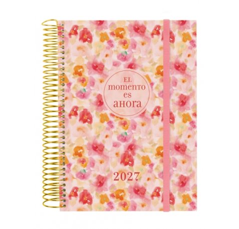 Finocam Trendy Design Collection Ahora Agenda - Anual 2027 - 1 Dia por Pagina - Formato E10 - 155x212mm - Espiral - Tapa de Polipropileno - Esquinas Microperforadas - Papel de 70g/m2 - Multicolor