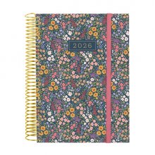 Finocam Design Collection Agenda de Espiral en Catalan - Anual 2026 - Tapa Ligera - Formato E10 - 172x29x212mm - 1 Dia por Pagina - Tematica de Flores