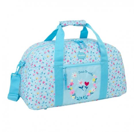 Safta Blackfit8 Petalos Bolsa de Deporte - Bandolera Ajustable - Bolsillo Frontal - Fondo Semirigido Extraible - Cremallera con Doble Tirador - Tacos en la Base - 50x26x20cm - Color Azul Claro
