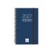 Finocam Espiral Basics Opaque Agenda - Anual 2027 - Semana Vista Horizontal - Formato E3 - 79x127mm - Espiral - Tapa de Polipropileno - Esquinas Microperforadas - Papel de 80g/m2 - Color Azul