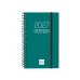 Finocam Espiral Basics Opaque Agenda - Anual 2027 - Semana Vista Horizontal - Formato E3 - 79x127mm - Espiral - Tapa de Polipropileno - Esquinas Microperforadas - Papel de 80g/m2 - Color Verde