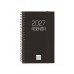 Finocam Espiral Basics Opaque Agenda - Anual 2027 - Semana Vista Horizontal - Formato E3 - 79x127mm - Espiral - Tapa de Polipropileno - Esquinas Microperforadas - Papel de 80g/m2 - Color Negro