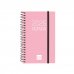 Finocam Opaque Agenda de Espiral en Catalan - Anual 2026 - Tapa Ligera - Cierre con Goma Elastica - Formato E3 - 85x14x127mm - Semana Vista Horizontal - Color Rosa