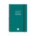 Finocam Espiral Basics Opaque Agenda - Anual 2027 - Semana Vista Horizontal - Formato E5 - 117x181mm - Espiral - Tapa de Polipropileno - Esquinas Microperforadas - Papel de 80g/m2 - Color Verde
