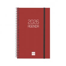 Finocam Opaque Agenda de Espiral - Anual 2026 - Tapa Ligera - Cierre con Goma Elastica - Formato E5 - 125x14x181mm - Semana Vista Horizontal - Color Burdeos Finocam Opaque Agenda de Espiral - Anual 2026 - Tapa Ligera - Cierre con Goma Elastica - Formato E5 - 125x14x181mm - Semana Vista Horizontal - Color Burdeos