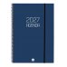 Finocam Espiral Basics Opaque Agenda - Anual 2027 - Semana Vista Horizontal - Formato E40 - 210x297mm - Espiral - Tapa de Polipropileno - Esquinas Microperforadas - Papel de 80g/m2 - Color Azul