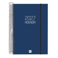 Finocam Espiral Basics Opaque Agenda - Anual 2027 - 1 Dia por Pagina - Formato E11 - 165x242mm - Espiral - Tapa de Polipropileno - Esquinas Microperforadas - Papel de 70g/m2 - Color Azul
