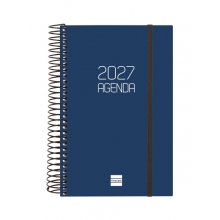 Finocam Espiral Basics Opaque Agenda - Anual 2027 - 1 Dia por Pagina - Formato E5 - 117x181mm - Espiral - Tapa de Polipropileno - Esquinas Microperforadas - Papel de 70g/m2 - Color Azul