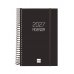 Finocam Espiral Basics Opaque Agenda - Anual 2027 - 1 Dia por Pagina - Formato E5 - 117x181mm - Espiral - Tapa de Polipropileno - Esquinas Microperforadas - Papel de 70g/m2 - Color Negro
