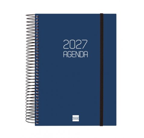 Finocam Espiral Basics Opaque Agenda - Anual 2027 - 1 Dia por Pagina - Formato E10 - 155x212mm - Espiral - Tapa de Polipropileno - Esquinas Microperforadas - Papel de 70g/m2 - Color Azul