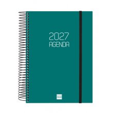 Finocam Espiral Basics Opaque Agenda - Anual 2027 - 1 Dia por Pagina - Formato E10 - 155x212mm - Espiral - Tapa de Polipropileno - Esquinas Microperforadas - Papel de 70g/m2 - Color Verde
