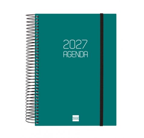 Finocam Espiral Basics Opaque Agenda - Anual 2027 - 1 Dia por Pagina - Formato E10 - 155x212mm - Espiral - Tapa de Polipropileno - Esquinas Microperforadas - Papel de 70g/m2 - Color Verde