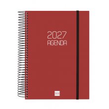 Finocam Espiral Basics Opaque Agenda - Anual 2027 - 1 Dia por Pagina - Formato E10 - 155x212mm - Espiral - Tapa de Polipropileno - Esquinas Microperforadas - Papel de 70g/m2 - Color Burdeos