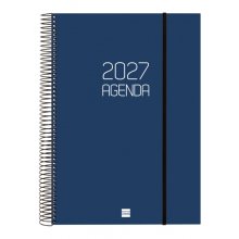 Finocam Espiral Basics Opaque Agenda - Anual 2027 - 1 Dia por Pagina - Formato E40 - 210x297mm - Espiral - Tapa de Polipropileno - Esquinas Microperforadas - Papel de 70g/m2 - Color Azul