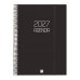 Finocam Espiral Basics Opaque Agenda - Anual 2027 - 1 Dia por Pagina - Formato E40 - 210x297mm - Espiral - Tapa de Polipropileno - Esquinas Microperforadas - Papel de 70g/m2 - Color Negro