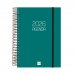 Finocam Opaque Agenda de Espiral en Catalan - Anual 2026 - Tapa Ligera - Cierre con Goma Elastica - Formato E10 - 175x29x212mm - 1 Dia por Pagina - Color Verde