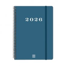 Finocam My Agenda de Espiral en Catalan - Anual 2026 - Tapa Dura Antirayaduras - Formato E10 - 171x9x212mm - Semana Vista Horizontal - Color Azul