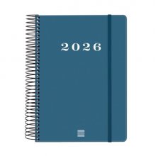Finocam My Agenda de Espiral - Anual 2026 - Tapa Dura Antirayaduras - Formato E10 - 185x20x212mm - 1 Dia por Pagina - Color Azul