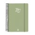 Finocam Espiral Basics My Agenda - Anual 2027 - 1 Dia por Pagina - Formato E10 - 155x212mm - Espiral - Tapa Dura de Carton Forrado - Esquinas Microperforadas - Papel de 70g/m2 - Color Verde