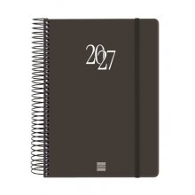 Finocam Espiral Basics My Agenda - Anual 2027 - 1 Dia por Pagina - Formato E10 - 155x212mm - Espiral - Tapa Dura de Carton Forrado - Esquinas Microperforadas - Papel de 70g/m2 - Color Negro
