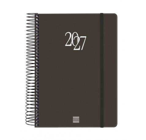 Finocam Espiral Basics My Agenda - Anual 2027 - 1 Dia por Pagina - Formato E10 - 155x212mm - Espiral - Tapa Dura de Carton Forrado - Esquinas Microperforadas - Papel de 70g/m2 - Color Negro