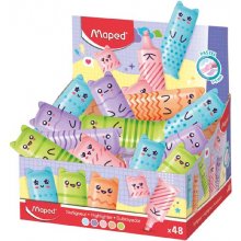 Maped Kawaii Expositor con 48 Mini Marcadores Fluorescentes Pastel - Divertidos DiseÃ±os Kawaii - Trazo de 1 a 5mm - Ideal para Subrayar y Resaltar - Colores Surtidos