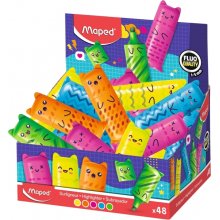 Maped Kawaii Expositor con 48 Mini Marcadores Fluorescentes Neon - Divertidos DiseÃ±os Kawaii - Trazo de 1 a 5mm - Ideal para Subrayar y Resaltar - Colores Surtidos