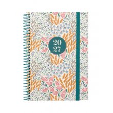 Finocam Moda Espiga Agenda Internacional - Anual 2027 - Semana Vista Vertical - 140x204mm - Goma Elastica - Tapa Dura de Carton Forrado - Esquinas Microperforadas - Papel de 80g/m2 - Multicolor