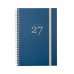 Finocam Moda Agenda Internacional - Anual 2027 - Semana Vista Vertical - 140x204mm - Goma Elastica - Tapa Dura de Carton Forrado - Esquinas Microperforadas - Papel de 80g/m2 - Color Azul