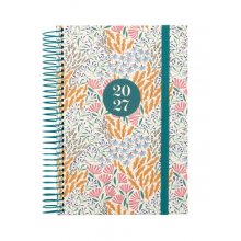 Finocam Moda Espiga Agenda Internacional - Anual 2027 - 1 Dia por Pagina - 140x204mm - Goma Elastica - Tapa Dura de Carton Forrado - Esquinas Microperforadas - Papel de 80g/m2 - Multicolor