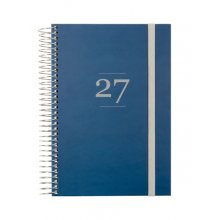 Finocam Moda Agenda Internacional - Anual 2027 - 1 Dia por Pagina - 140x204mm - Goma Elastica - Tapa Dura de Carton Forrado - Esquinas Microperforadas - Papel de 80g/m2 - Color Azul