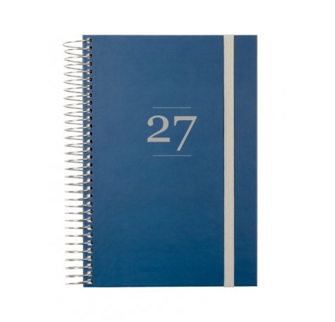 Finocam Moda Agenda Internacional - Anual 2027 - 1 Dia por Pagina - 140x204mm - Goma Elastica - Tapa Dura de Carton Forrado - Esquinas Microperforadas - Papel de 80g/m2 - Color Azul