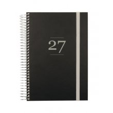 Finocam Moda Agenda Internacional - Anual 2027 - 1 Dia por Pagina - 140x204mm - Goma Elastica - Tapa Dura de Carton Forrado - Esquinas Microperforadas - Papel de 80g/m2 - Color Negro