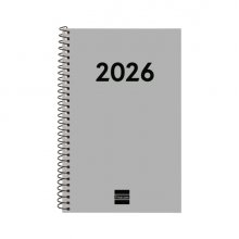 Finocam Espiral Recambio Anual 2026 para Agendas Duo en Catalan - Anual 2026 - Formato E5 - 125x14x181mm - Semana Vista Horizontal - Color Gris Claro