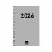 Finocam Espiral Recambio Anual 2026 para Agendas Duo en Catalan - Anual 2026 - Formato E5 - 125x14x181mm - Semana Vista Horizontal - Color Gris Claro
