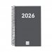 Finocam Espiral Recambio Anual 2026 para Agendas Duo en Catalan - Anual 2026 - Formato E5 - 135x24x181mm - 1 Dia por Pagina - Color Gris Oscuro