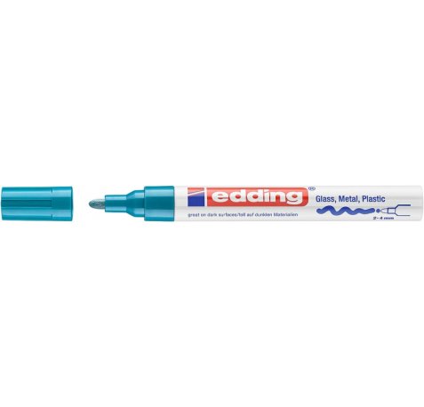 Edding 750 Rotulador Permanente - Punta Redonda - Trazo entre 2 y 4 mm. - Tinta Opaca - Secado Rapido - Color Azul Claro (10 uds)