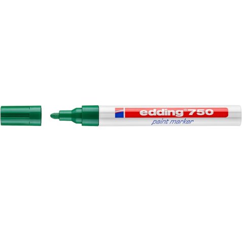 Edding 750 Rotulador Permanente - Punta Redonda - Trazo entre 2 y 4 mm. - Tinta Opaca - Secado Rapido - Color Verde (10 uds)