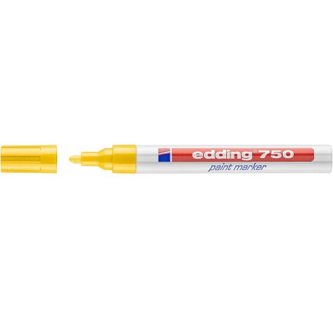 Edding 750 Rotulador Permanente - Punta Redonda - Trazo entre 2 y 4 mm. - Tinta Opaca - Secado Rapido - Color Amarillo (10 uds)